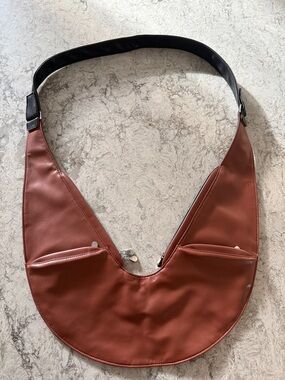 Sash Reversible Black Brown Vegan Leather Crescent Shoulder Bag